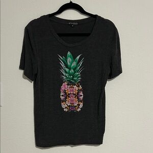 Fifth Sun Women's Dark Gray Pineapple Tee
